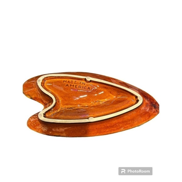 Vintage Mid Century Modern MCM Atomic Ashtray Ceramic Brown/Aqua 12" - Picture 3 of 3